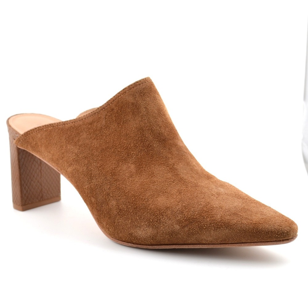 Donald Pliner‎ Ollie Mule Heels Casual Fall Brown Suede Size 8.5 Block Leather